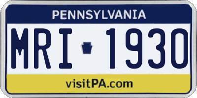 PA license plate MRI1930