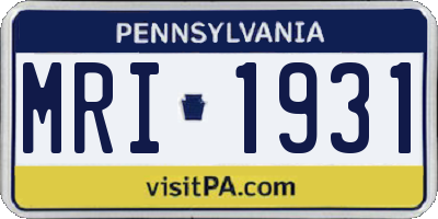 PA license plate MRI1931