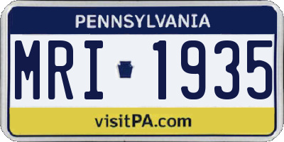 PA license plate MRI1935