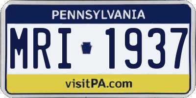 PA license plate MRI1937