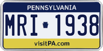 PA license plate MRI1938