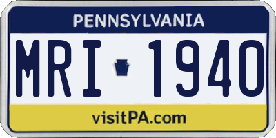 PA license plate MRI1940