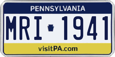 PA license plate MRI1941