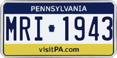 PA license plate MRI1943