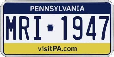 PA license plate MRI1947