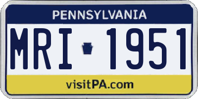 PA license plate MRI1951