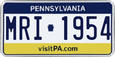 PA license plate MRI1954