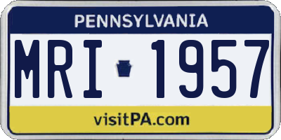 PA license plate MRI1957