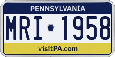 PA license plate MRI1958