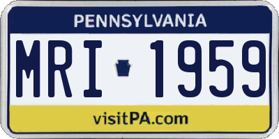 PA license plate MRI1959