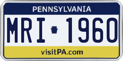 PA license plate MRI1960