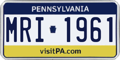 PA license plate MRI1961