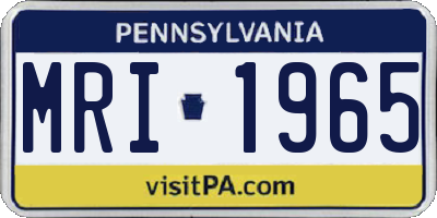 PA license plate MRI1965