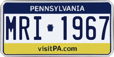 PA license plate MRI1967