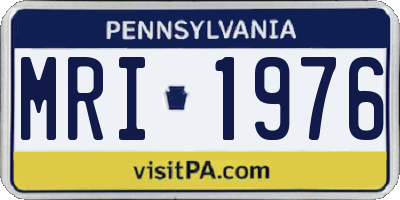 PA license plate MRI1976