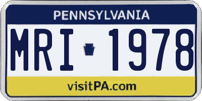 PA license plate MRI1978