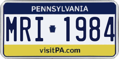 PA license plate MRI1984