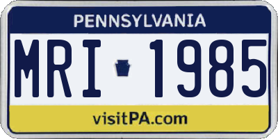 PA license plate MRI1985