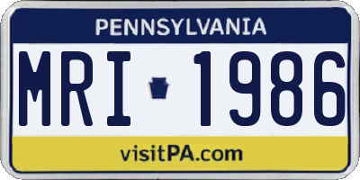 PA license plate MRI1986