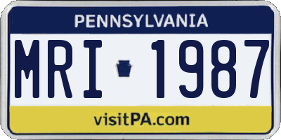 PA license plate MRI1987