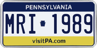 PA license plate MRI1989