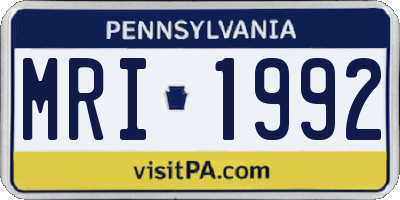 PA license plate MRI1992
