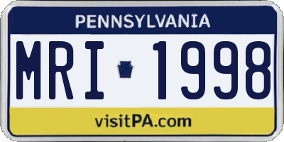 PA license plate MRI1998