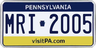 PA license plate MRI2005