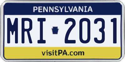PA license plate MRI2031