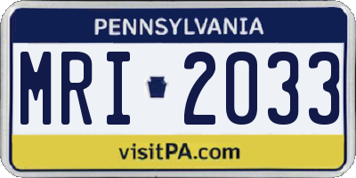 PA license plate MRI2033