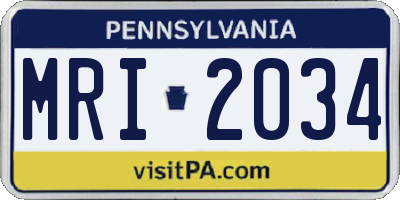 PA license plate MRI2034