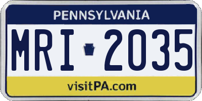 PA license plate MRI2035