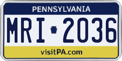PA license plate MRI2036