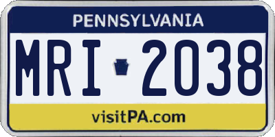 PA license plate MRI2038
