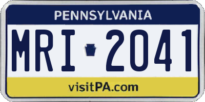 PA license plate MRI2041