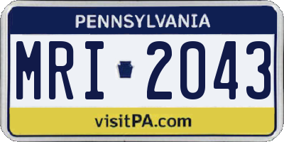 PA license plate MRI2043