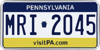 PA license plate MRI2045
