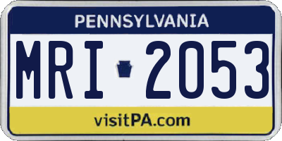 PA license plate MRI2053
