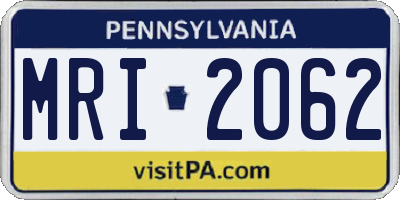 PA license plate MRI2062