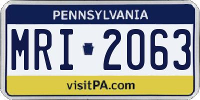 PA license plate MRI2063