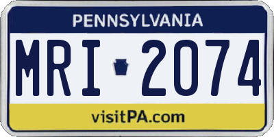 PA license plate MRI2074