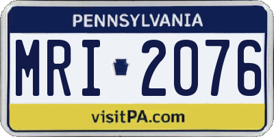 PA license plate MRI2076