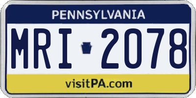 PA license plate MRI2078