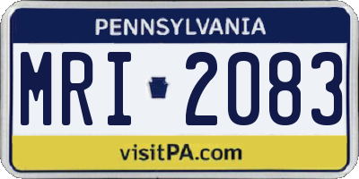 PA license plate MRI2083