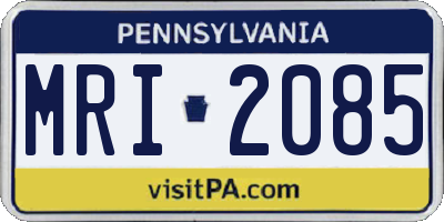 PA license plate MRI2085