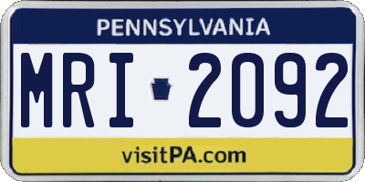 PA license plate MRI2092