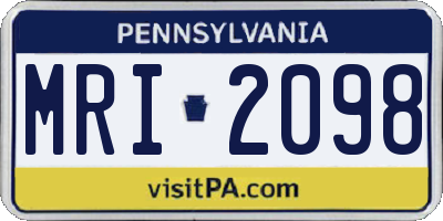 PA license plate MRI2098