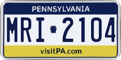PA license plate MRI2104