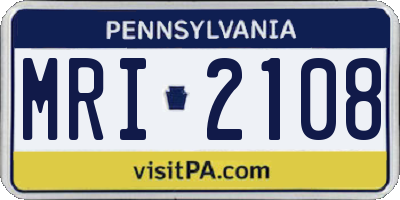 PA license plate MRI2108