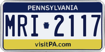 PA license plate MRI2117